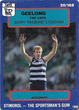 1990 AFL Scanlens Stimorol #20 Barry Stoneham Front
